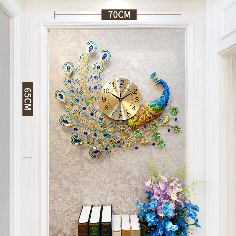 Европейские креативные простые настенные часы современный дом 3D стерео часы с павлином гостиной немой часы модные декоративные кварцевые часы