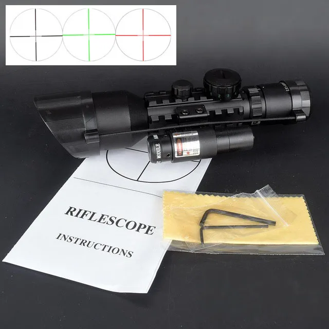 M9 3-10x42EG Tactical Optics Reflex Sight Riflescope Picatinny Weaver Mount Red Green Dot Hunting Scopes With Laser | Спорт и