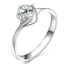 4-Claw Women Diamond Solitaire 18K White Gold 0.20ct Natural Diamond Handmade Wedding Engagement Jewelry