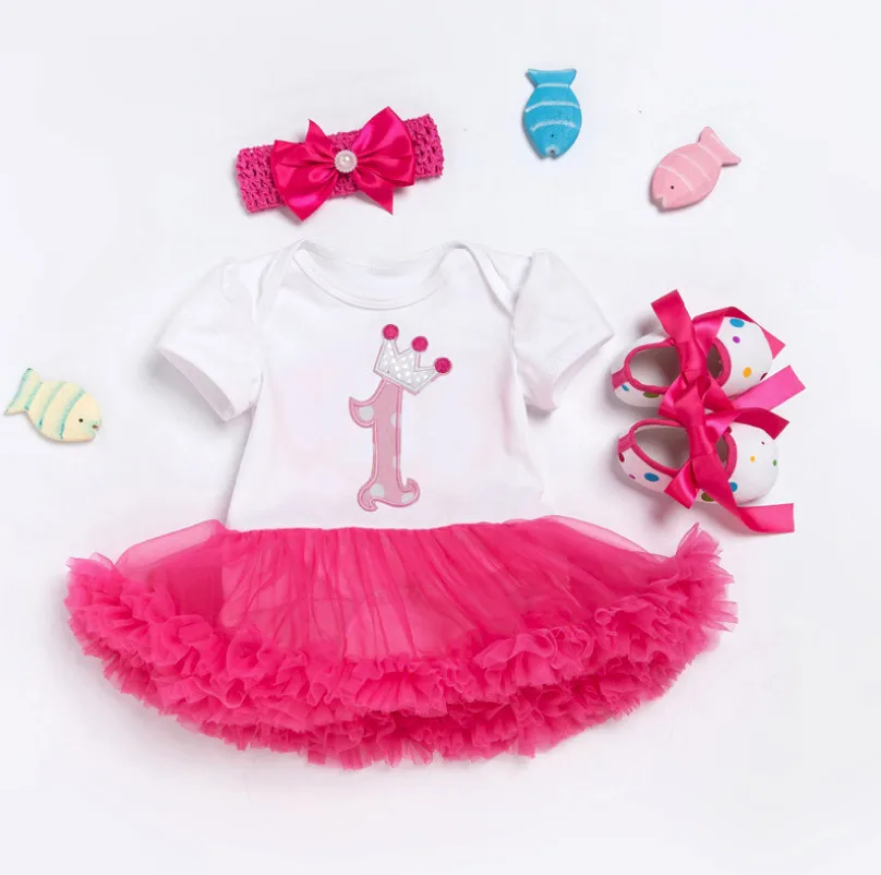 3 piece set Милый наряд для дня рождения для маленьких девочек; Детские Ползунки для новорожденных; одежда для малышей; комплект одежды с повязкой на голову; подарки для детей - Цвет: 3 piece set