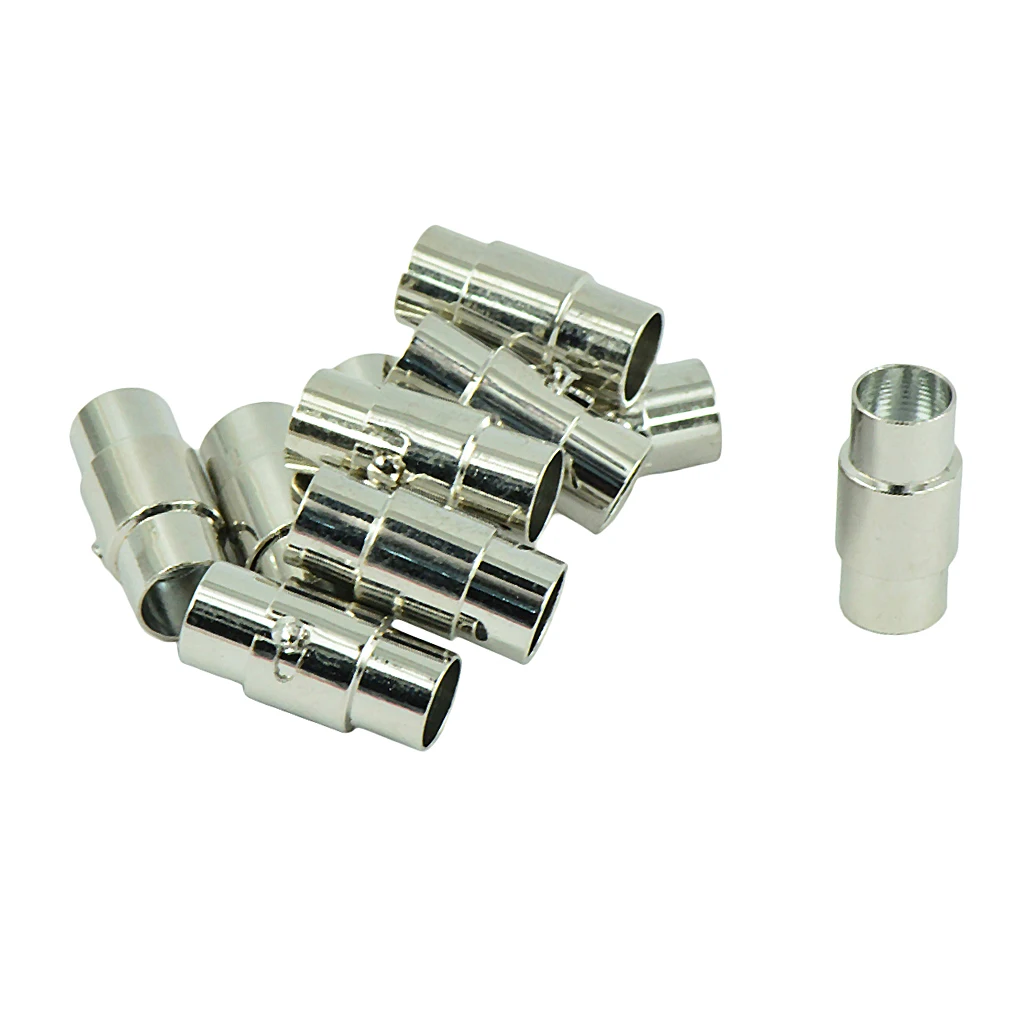 

10 Sets Leather-Kumihimo Glue In Round Magnetic Clasps Fit 5mm Leather Cord Bracelets DIY Connectors Jewelry Making Accessories