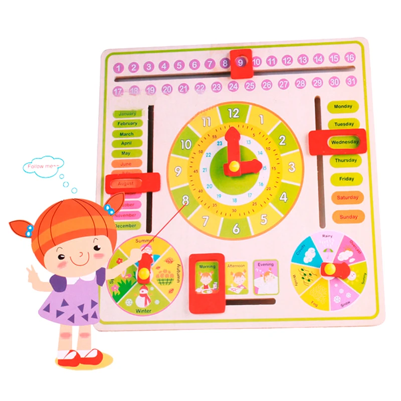 Детские деревянные головоломки для обучения, развивающие универсальные Лоскутные деревянные игрушки, деревянные развивающие Обучающие часы, инструмент