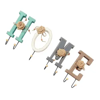 

HOME Letters Hooks Wooden Creative Decorative Vintage English Coat Hooks Hat Hooks for Decor Home