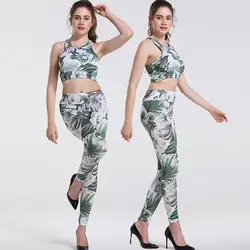 Классический доллар Билла две детали с принтом комплект Тонкий Bodycon Trackssuit повседневное Фитнес Спортивная одежда короткий жилет топ и брюки