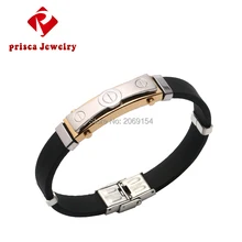 Для мужчин браслеты из силиконовой резины Модные украшения магнитный Нержавеющая сталь браслет из цепи Винтаж Титан ювелирное изделие, новинка, для подарка