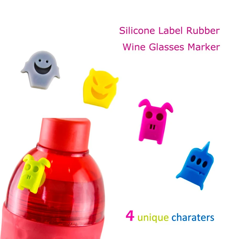 Set Of 12 Silicone Suction Glass Cup Markers For Bottle Refrigerator
