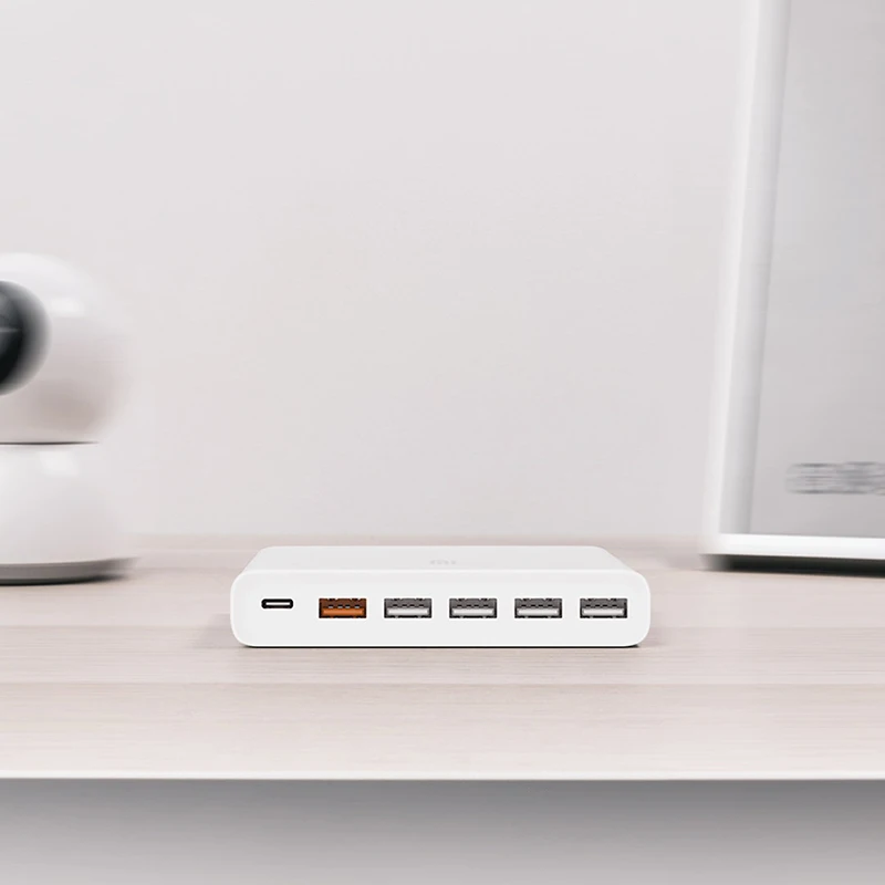 Xiaomi Mi USB-C 60 Вт Зарядное устройство type-C и USB-A с 6 портами выход двойной QC 3,0 быстрое зарядное устройство 18 Вт x 2+ 24 Вт(5 В = 2,4 А макс.) для смартфона