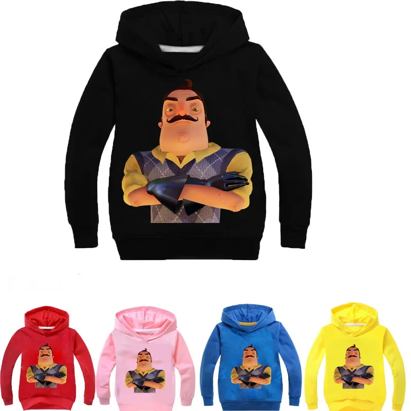 

Kids Hello Neighbor Hoodies Sweatshirts for Boys girls Hooded Pullover Long Sleeve T-shirt Hip Hop Boy Letter Coat T shirts Tops