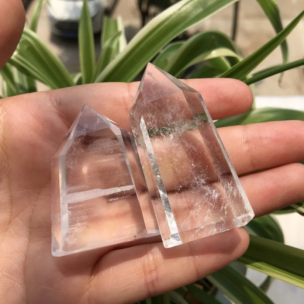 

natural clear quartz crystal wand point rieki healing for home decoration 2pcs