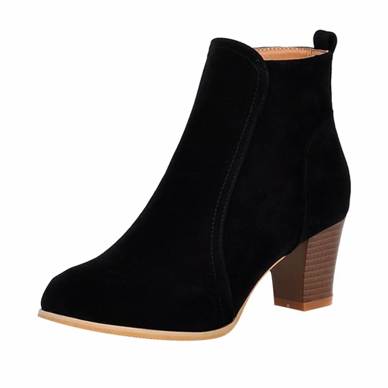 

SHUJIN Fashion Women Thick Heel Boots Female Spring Flat With Shoes Matte Leather Spring Boots Side Zipper Boots Dropship