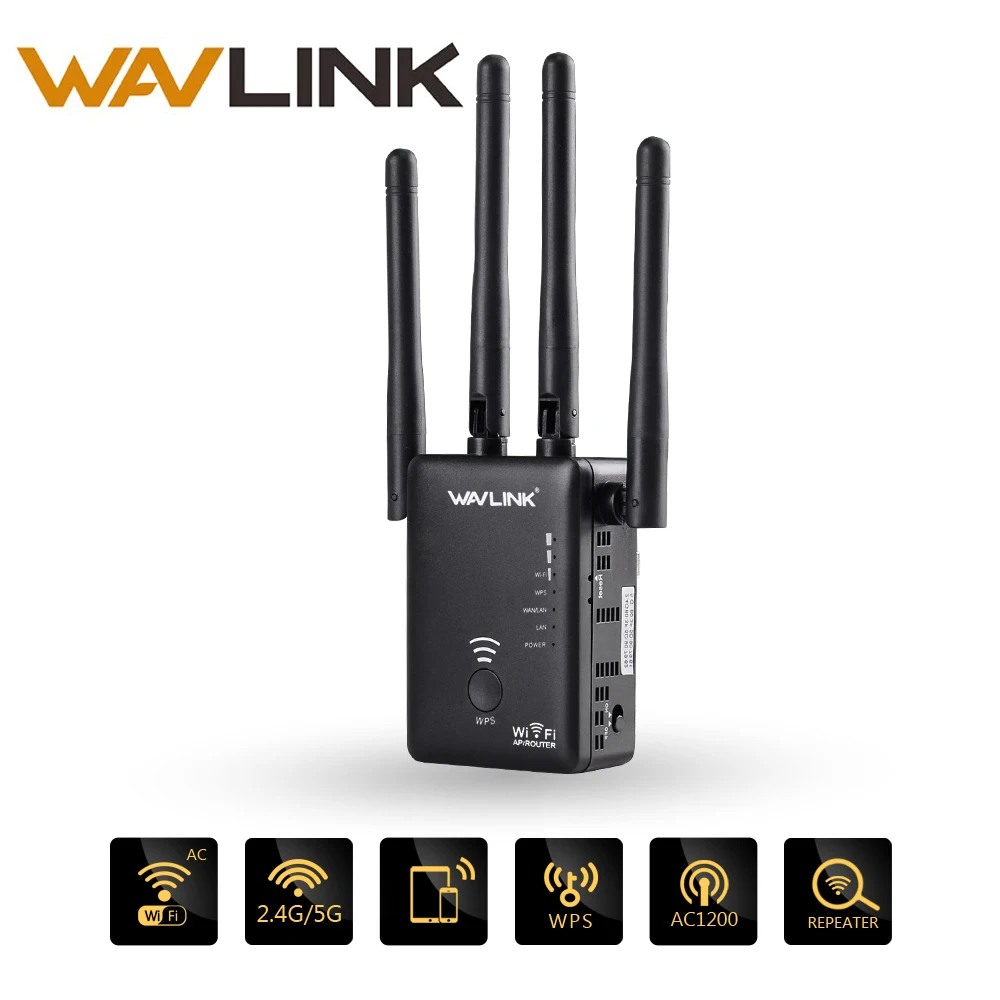 Wavlink AC1200 Беспроводной Wi-Fi ретранслятор/усилитель/маршрутизатор расширитель диапазона Двухдиапазонная точка доступа WPS кнопка с 4 внешними антеннами