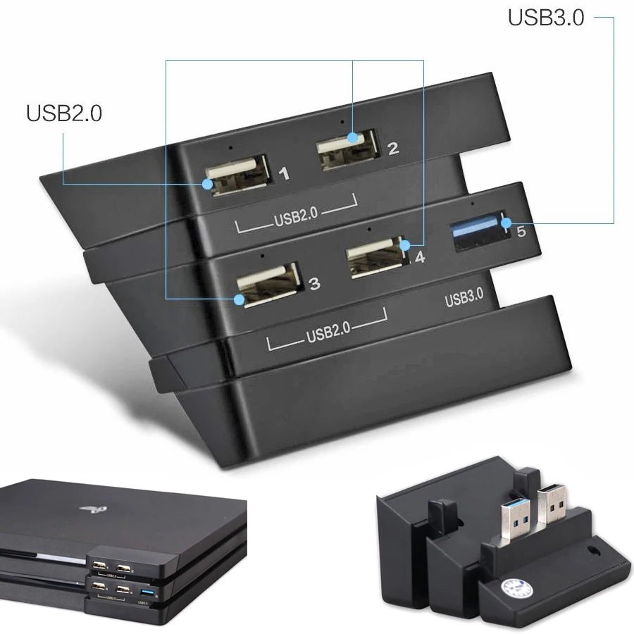 For PS4 Pro Accessories Play Station 4 Pro Host USB Hub 3.0 & 2.0 USB