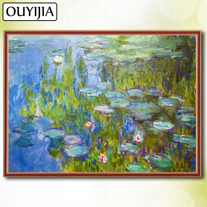 OUYIJIA Monet 5D DIY алмазная живопись Лотос цветок вышивка пейзажа Живопись Продажа