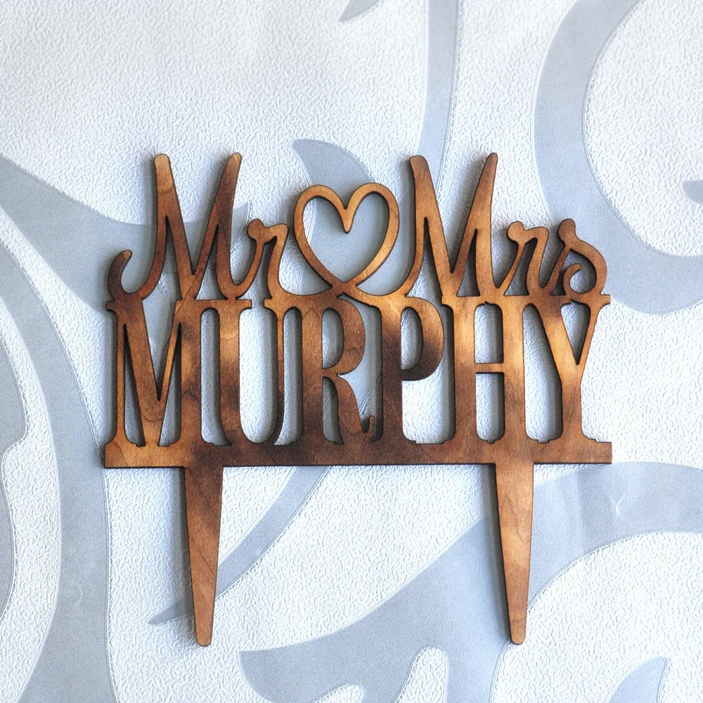 

Personalized Wood Wedding Cake Topper, Custom Rustic Wedding Cake Topper, Mr and Mrs Cake Topper