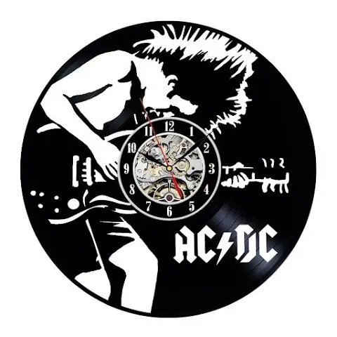 

ACDC Vinyl Wall Clock Art Gift Room Modern Home Record Vintage Decoration