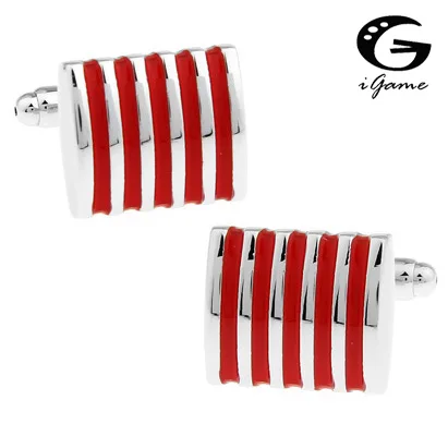 IGame 1 пара Розничная мужские запонки 4 цвета на выбор синий красный черный розовый латунь модные полосы бизнес Дизайн