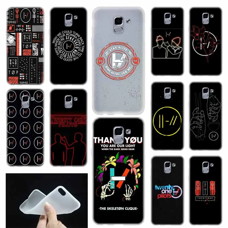 

case Soft Cover TPU Coque For Samsung Galaxy J6 J8 J3 J5 J7 J4 Plus 2018 2016 2017 EU Prime Pro Ace j610 Twenty One Pilots