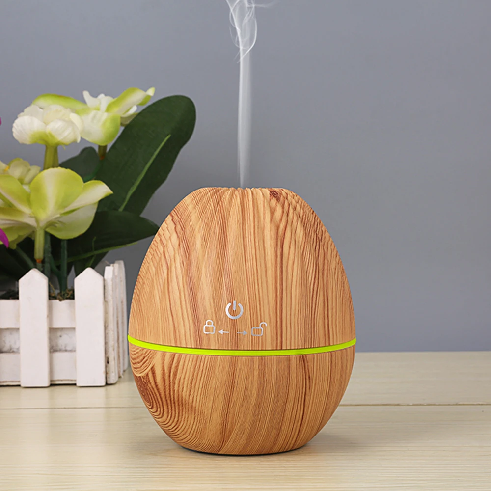 

300ml Desktop Air Humidifier Purifier Olive Shape Aroma Diffuser Steam Aromatherapy With Colorful LED Light for Office or Home