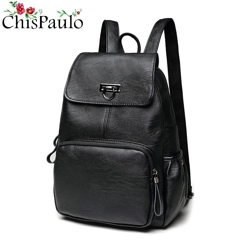 Модный рюкзак из натуральной воловьей кожи, женские сумки для путешествий, школьные сумки в консервативном стиле, модные женские сумки на плечо, Mochila N101 - Цвет: Черный