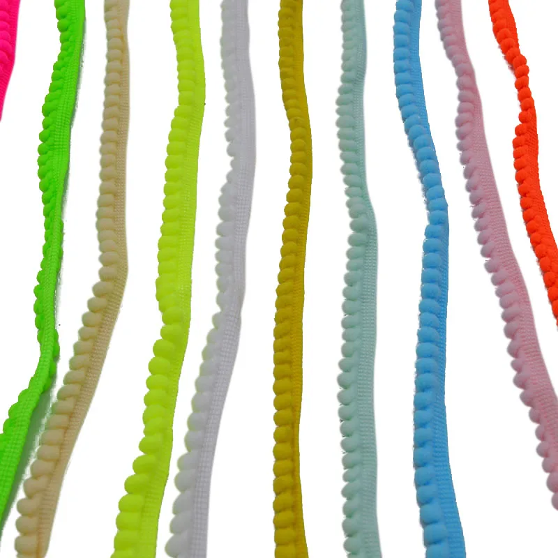 Кружевная Ткань 5 ярдов/Лот 11 мм кисточка шар лента с бахромой DIY материал одежды Швейные аксессуары помпон отделка украшения с помпонами 7Z