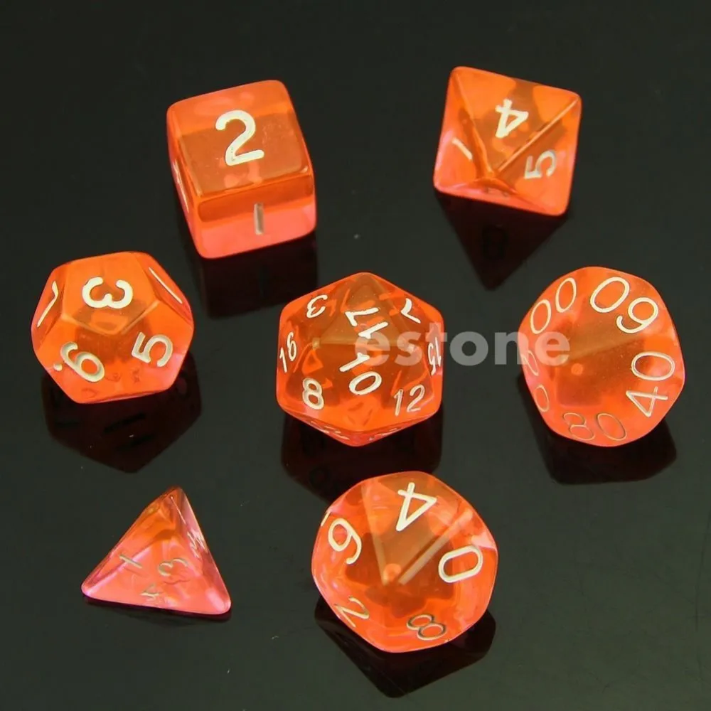 Dice Toys 1 set of 7 sided dice D4 D6 D8 D10 D12 D20 for RPG D&D Poly