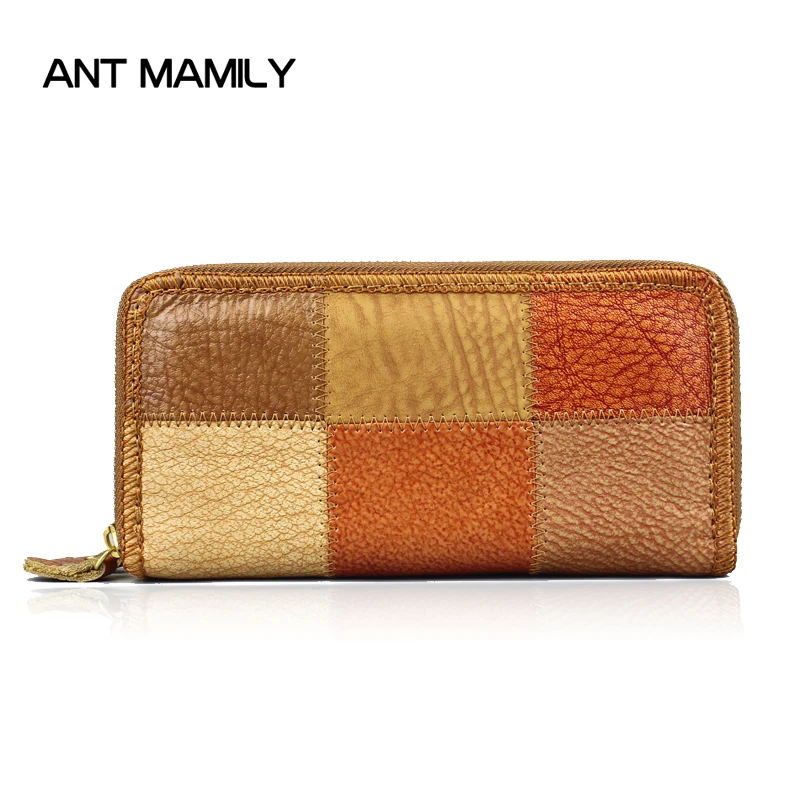 

Double Zipper Wallet Women Genuine Leather Wallet Fashion Long Purses Card Holder Wallets Large Capacity Vintage Wallet Female