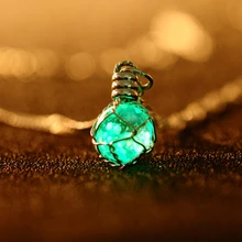 Светится в темноте светильник шар кулон ожерелье Светящийся Кристалл ожерелье для женщин ювелирные изделия серебряный цвет цепи подарок колье