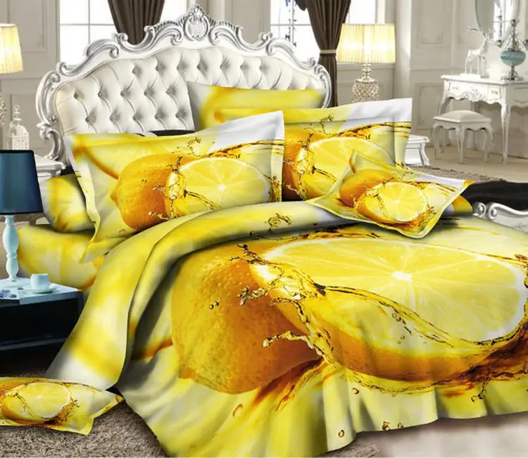 3D Grapefruit orange designer bedding set for queen size bedspread