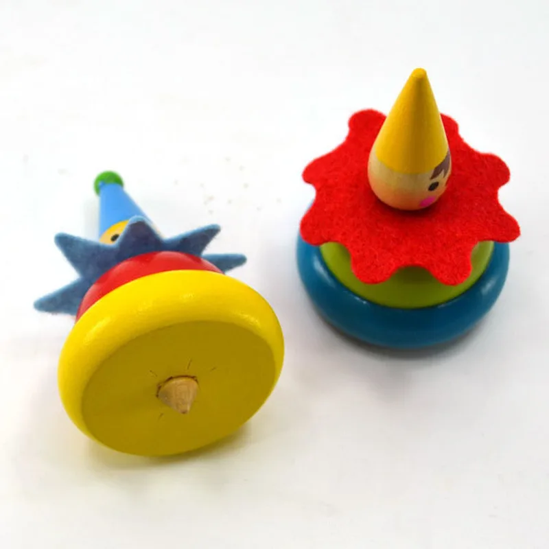 Painted Clown Spinning Tops Puzzle Children Wooden Toys Funny Fun Toys Children's Educational Toys Color Random Painted Clown Spinning Tops Puzzle Children Wooden Toys Funny Fun Toys Children's Educational Toys Color Random