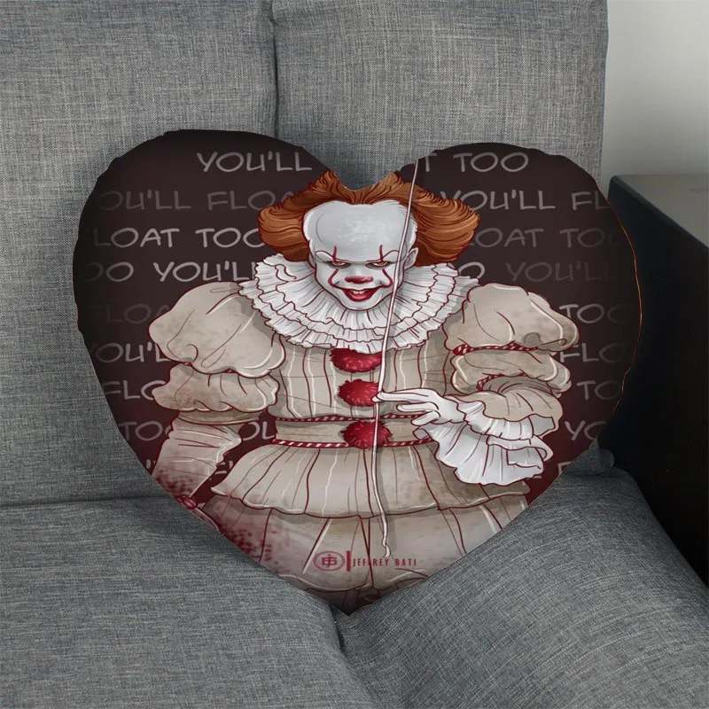 

Pennywise fan art Heart Shape Pillow Cover Custom zipper Pillowcase Just Cover No Core Size 41x36cm,47x42cm