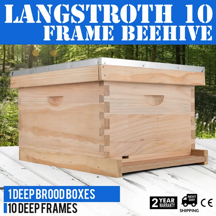 

Lang stroth Bee Hive 10 Frame 1 Deep Brood Box w/ Frames Top Quality