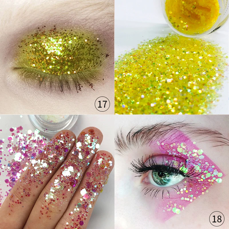 Профессиональный Фотофон 2 шт./компл. Eyes Sequins; блестящие вечерние макияж блестящие расшитые блестками с раскрашенным в яркие цвета глаз, губ и тела, накладные ногти, покрытие для косметики - Цвет: 2pcs 1set  17  18