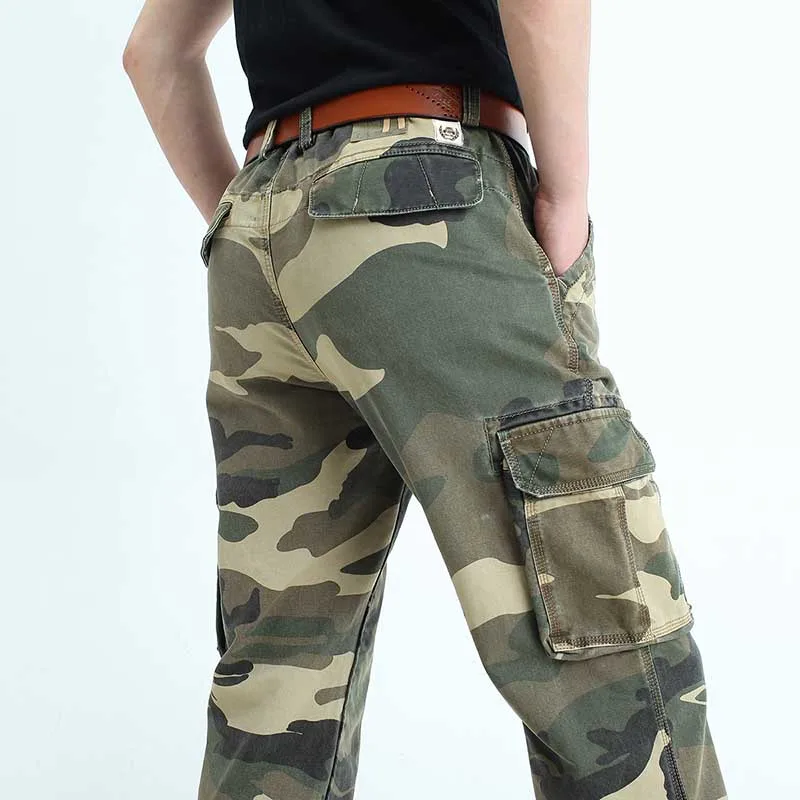 

ICPANS Military Style Cargo Pants Men Many Pockets Camo Cotton Straight Camouflage Casual Pants Mens Loose Baggy Trousers Male