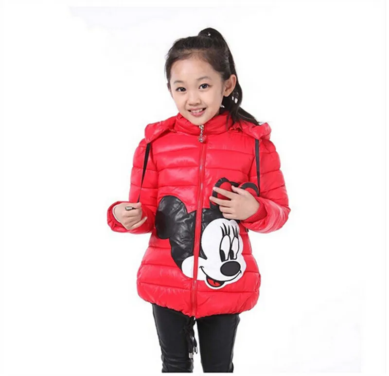 Menina dos Desenhos Animados com Capuz Cabolsa para 3-6 Meninas Moda Jaquetas Crianças Roupas Mickey Minnie Outerwear Topos Inverno Algodão Anos 22 High Quality Mamãe e Bebê