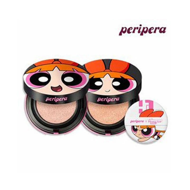 PERIPERA Inklasting Pink Cushion BB CC Cream Foundation Concealer Moisturizing Makeup The Powerpuff Girls Edition Korea Cosmetic