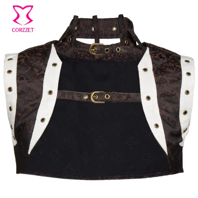 Vintage White Brown Brocade Plus Size Steampunk font b Jacket b font font b Women b