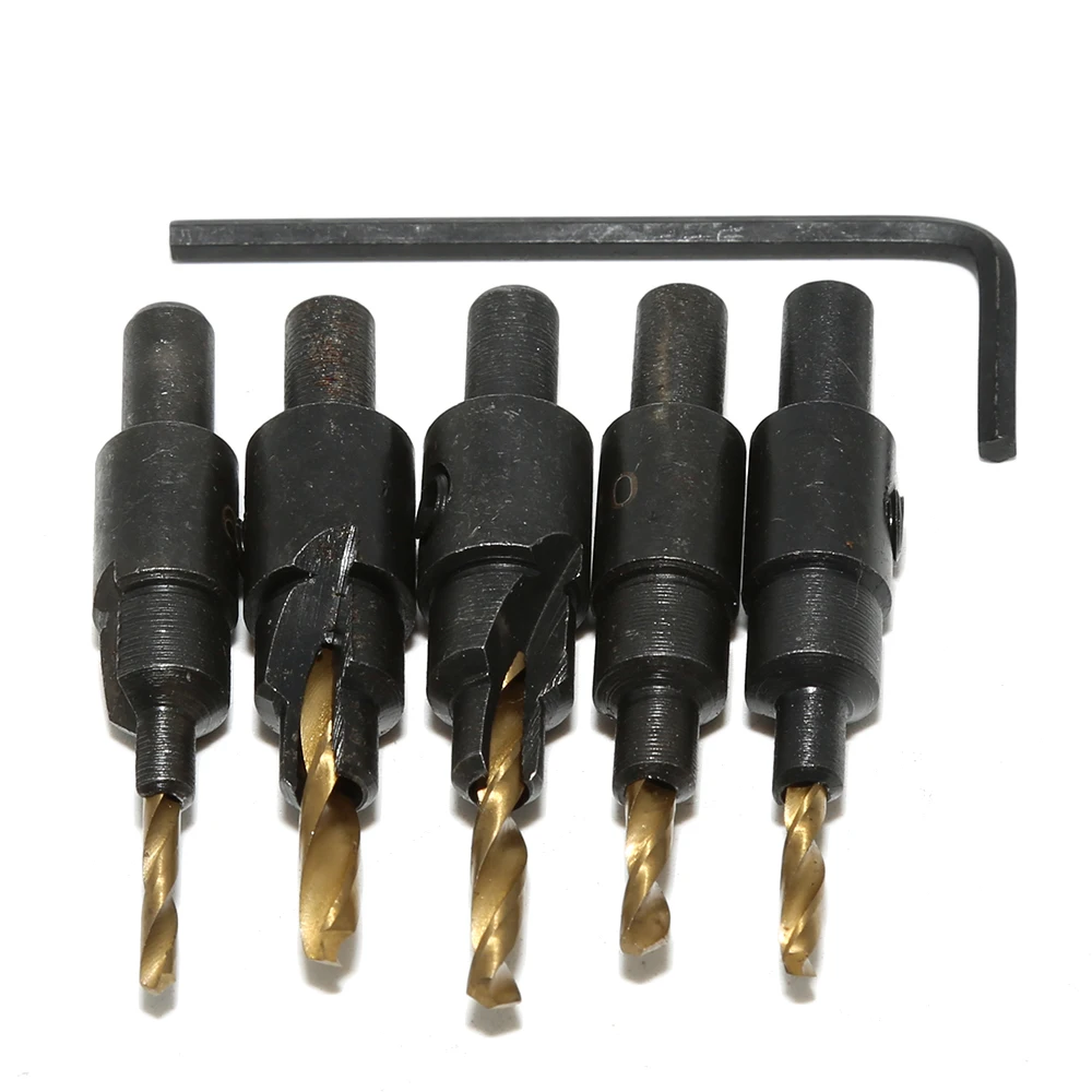 

5pc Quick Change Countersink Drill Bit #6 #8 #10 #12 #14 Counter Bore Bit Woodworkers Counter Bits Hex Shank Wood Drill Bits