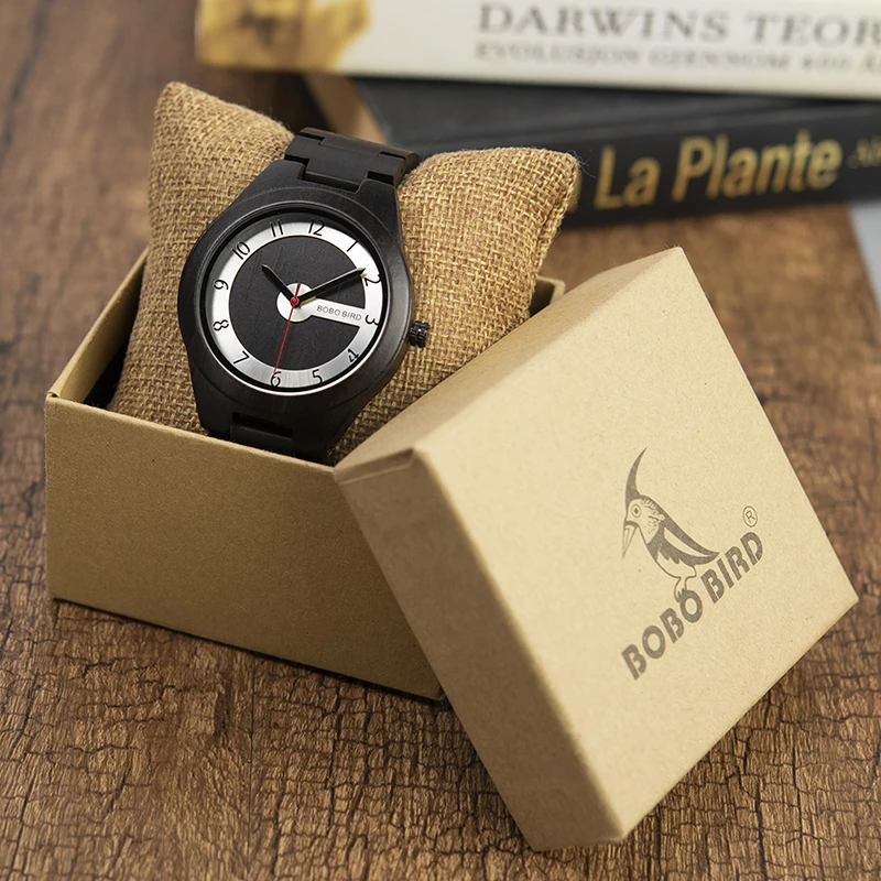 BOBO BIRD Man Watch Black Wooden Minimalist Watches for Men Personalized Gift Hommes Montres