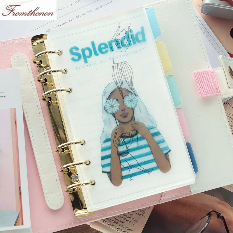 

Kawaii Spiral Planner PP Dividers for Filofax Notebook A5A6 Planner cute index Pages PP Bookmark Personal Diary book accessories