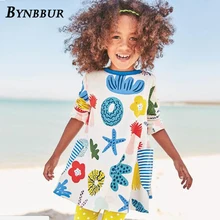 Bynbbur Cartoon Patterns Print Dress Girls Party Dress Cute Baby Kid Girls Princess Dress 2019 Hot Spring Summer New Fashion