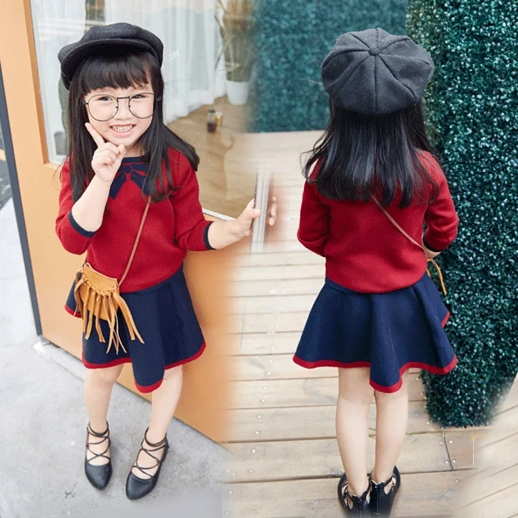 Mihkalev girls clothing sets autumn 2017 sweater tops + skirts 2PCS kids clothes girl tracksuits for children party set suits Mihkalev girls clothing sets autumn 2017 sweater tops + skirts 2PCS kids clothes girl tracksuits for children party set suits