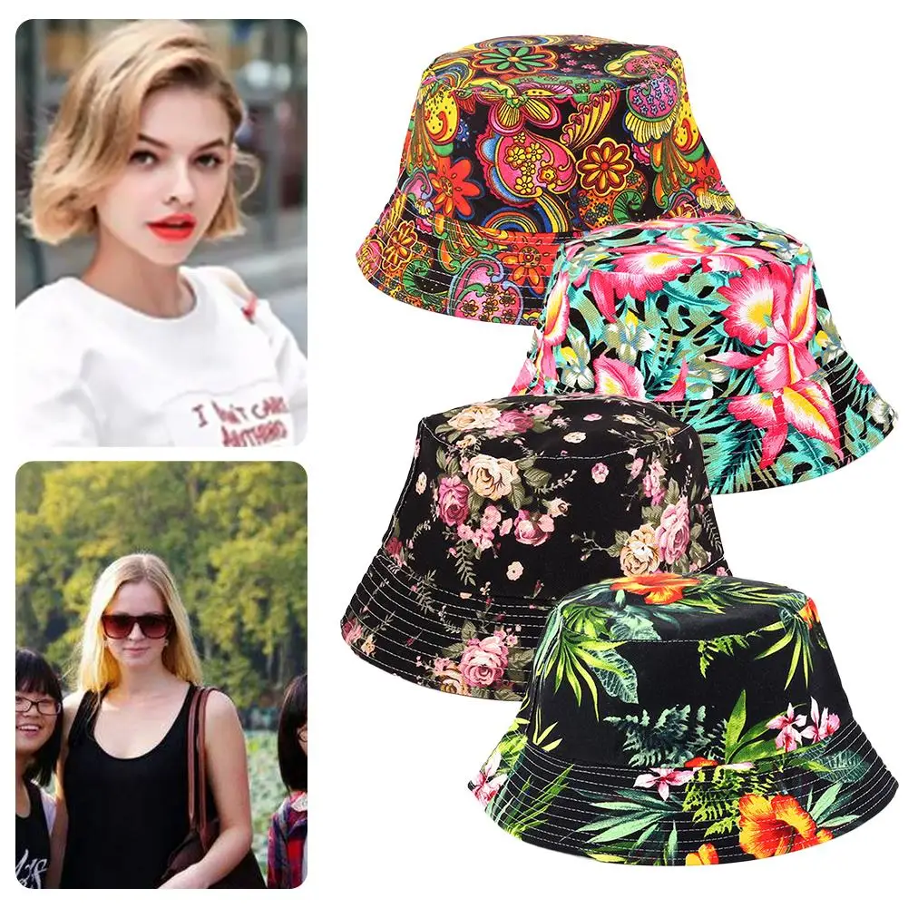 Европейская и американская печатная Рыбацкая шляпа Двусторонняя одежда Складная летняя шляпа открытый солнцезащитный пляжный дорожный тент