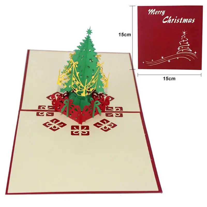 1 шт 3D Рождественские открытки поздравительная бумажная открытка ручной работы Персонализированные Сувениры открытки Свадьба День Рождения Декор - Цвет: 1
