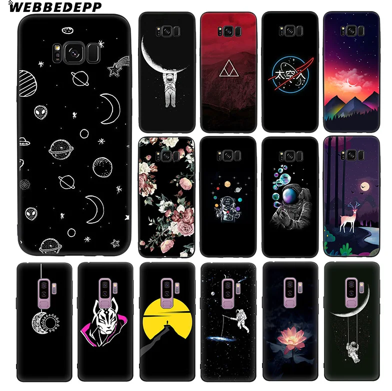 WEBBEDEPP Moon Swing Черный Мягкий ТПУ силиконовый чехол для Samsung Galaxy S10 S10e S9 S8 Plus S7 S6 Edge &amp J6