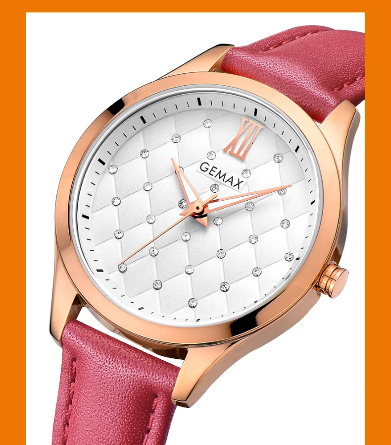 GEMAX Luxury Women Watches Genuine Leather Quartz Watch Women's Fashion Brand Diamond Watch with Luxury Gift Package MX2118 (2)
