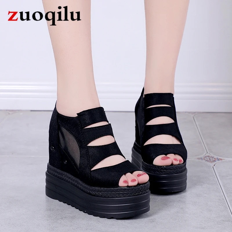 

Summer Women's Sandals Velvet Flock Fish Mouth Fashion high Heel Platform Sandals Open Toes Women Sandals Shoes