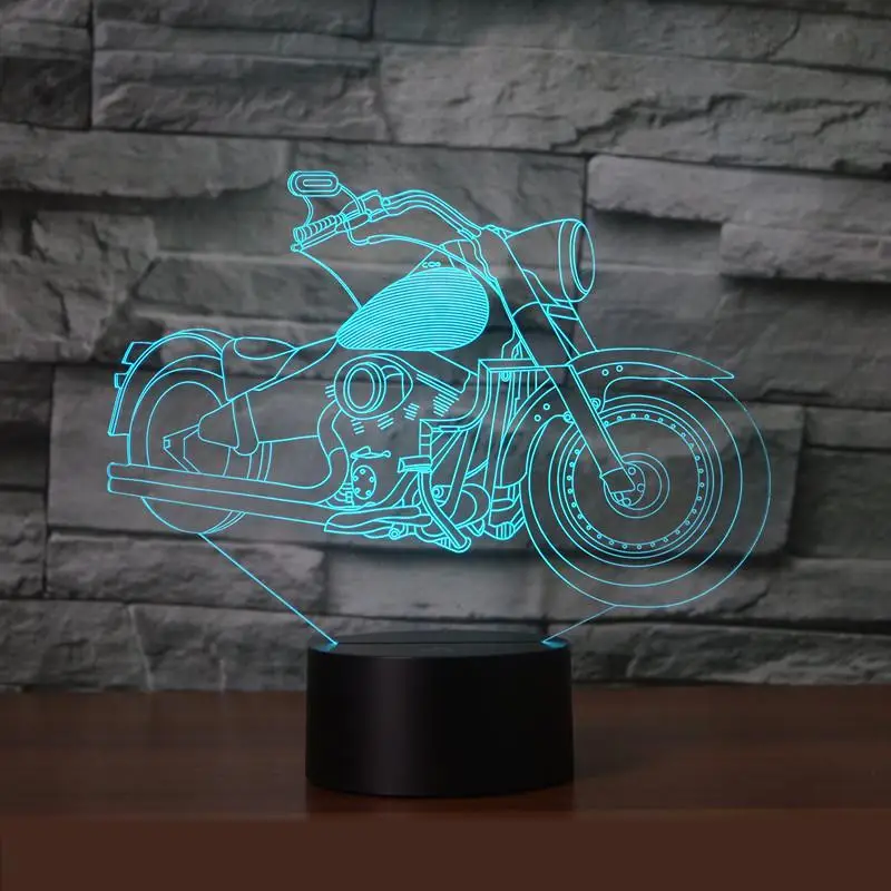 

Motorcycles Remote Control 3d Lights 7 Colorful Table Lamp Novelty Luminaria Led 3d Lamp Acrylic Led Night Light