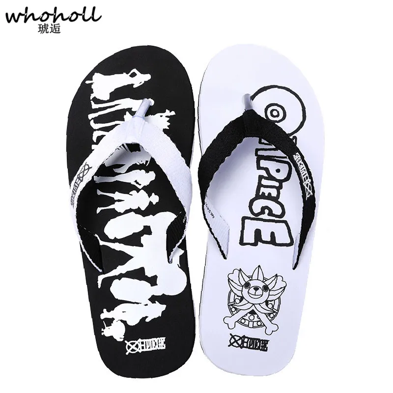 

WHOHOLL Flip-flops for Man Fashion Anime One Piece Print Mens Summer Slippers Cool Outdoor Beach Sandals Flip Flops Rubber