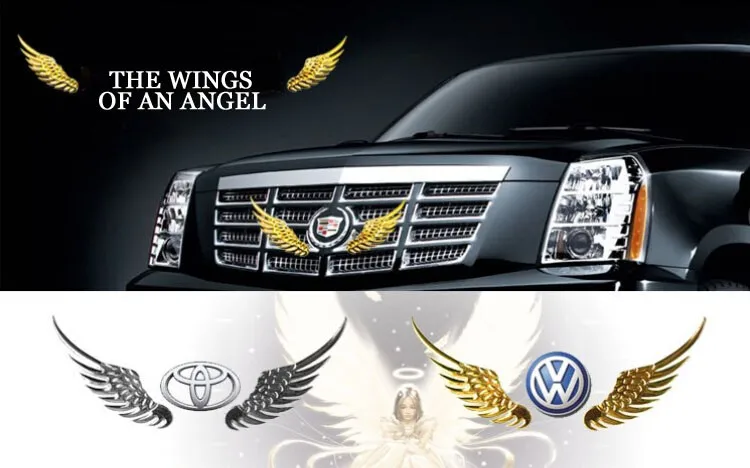 1 пара, стильные модные металлические наклейки для автомобиля, 3D крылья, автомобильные наклейки, аксессуары для автомобиля, мотоцикла, золото/серебро