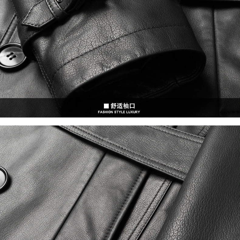 Flash Deal VHO fashion casual natural real cow leather coats for men x-long double breasted leather dust coat genuine leather jacket 16